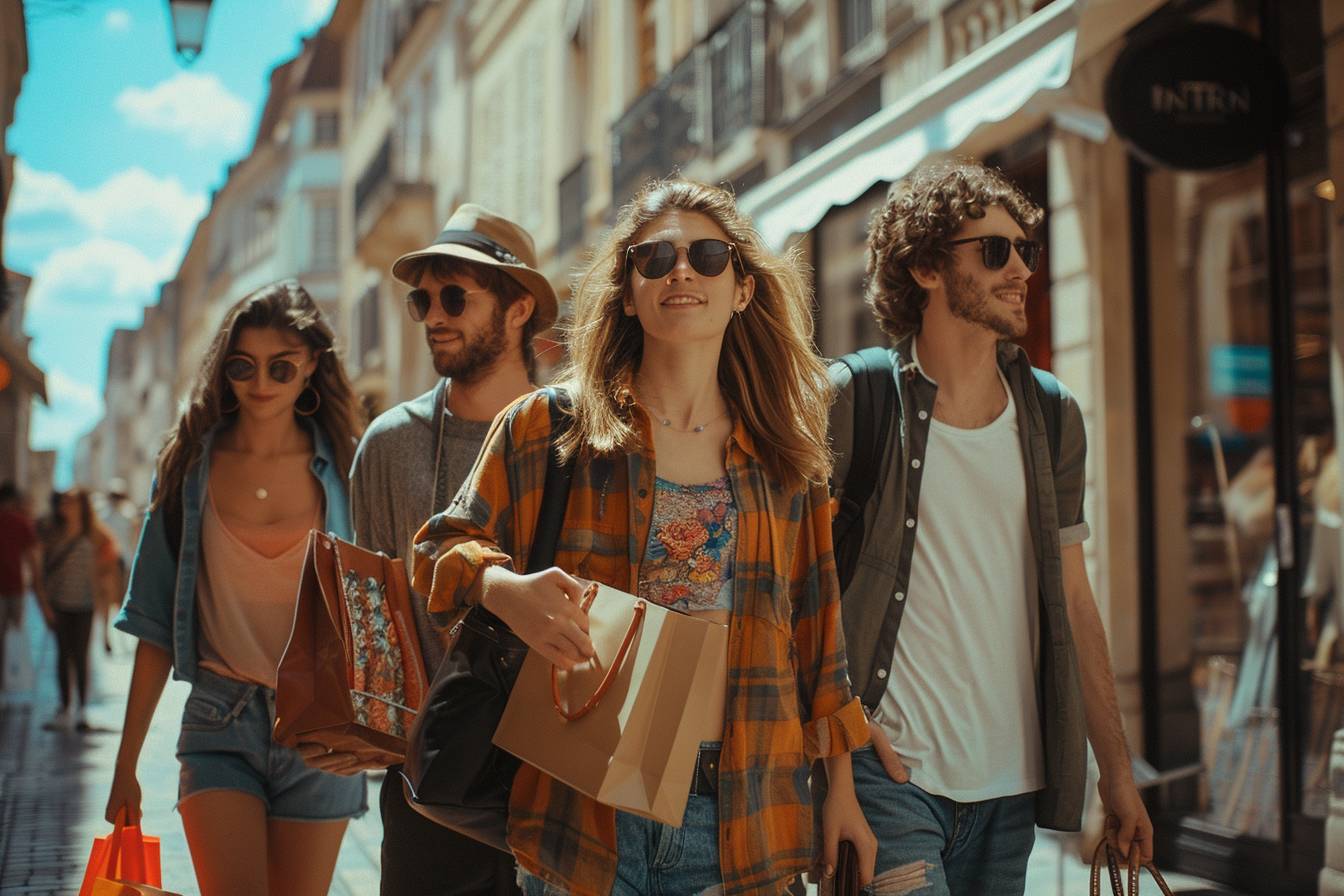 Rue commerçante animée lors d'une journée de shopping à Dijon, parfait pour une exploration urbaine unique.